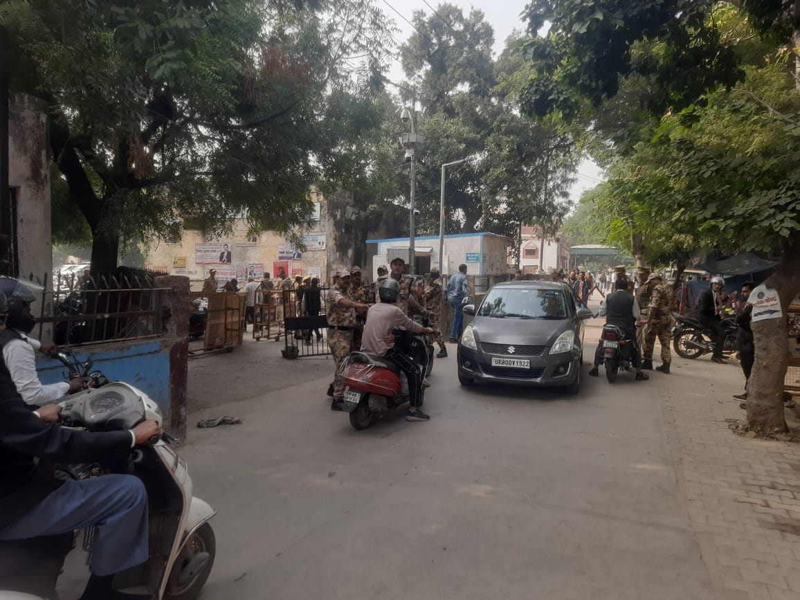 Police at every nook and corner of the court, entry was granted after checking