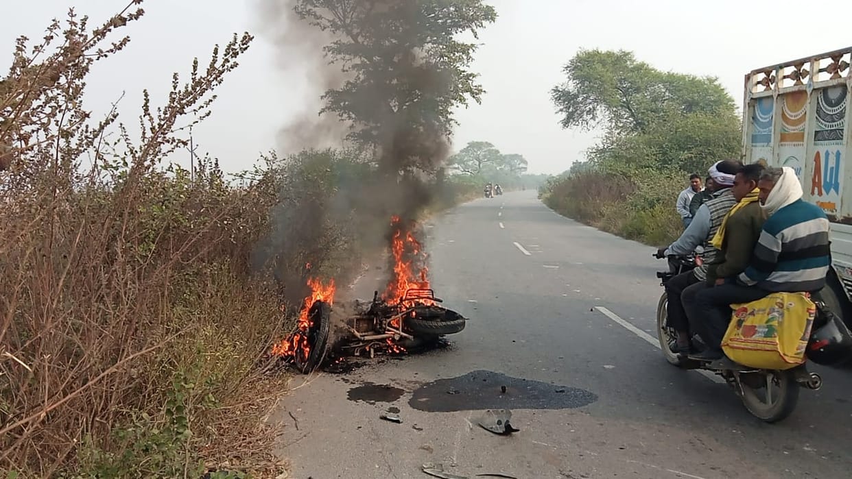 Youth injured after being hit by car, bike catches fire