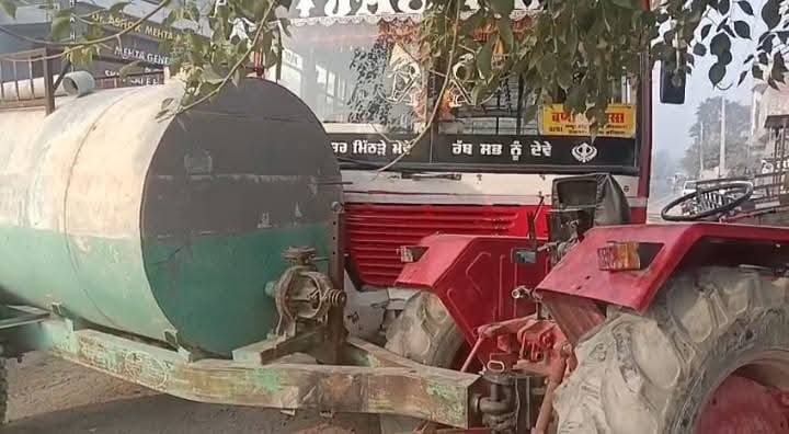 One injured in collision between private bus and tractor