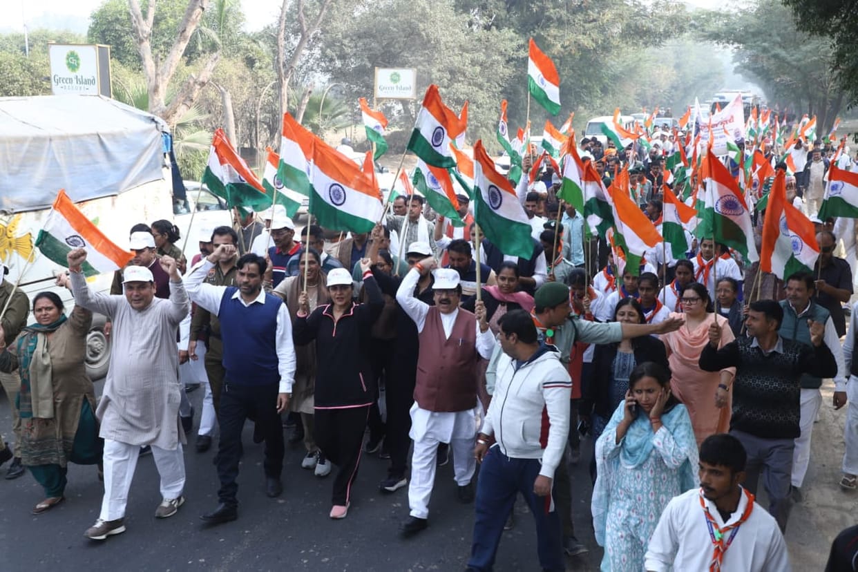 Enthusiasm surged in the march, youth took a pledge of drug de-addiction and unity
