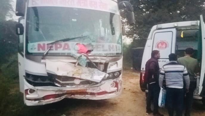 Nepal tourist bus collides with ambulance while trying to save a horse, killing mother and son