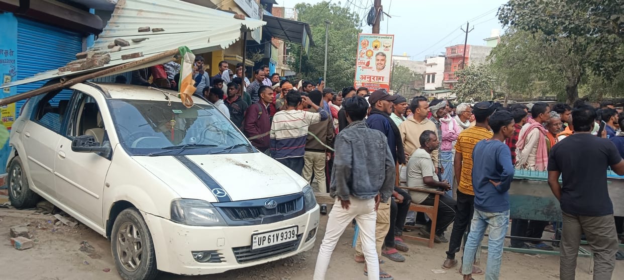 A speeding car rammed into a rebar shop, killing one worker who was making a ring, and injuring three others.