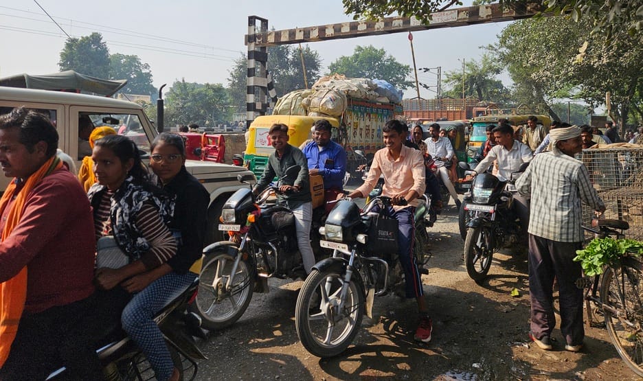 Traffic jam at the crossing