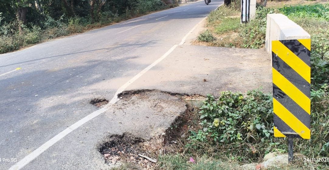 Road caved in within a year, pothole formed near culvert