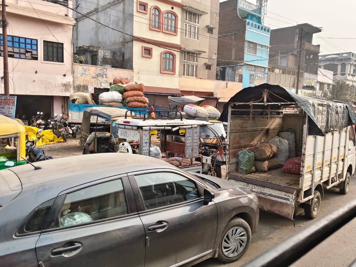 The city struggled with traffic jams throughout the day, with vehicles crawling on the roads.