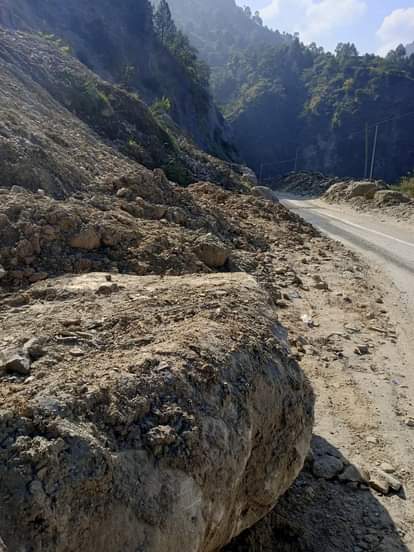 Debris on the Chamba-Dharasu Highway has become a problem, and two months later, it hasn't been cleared