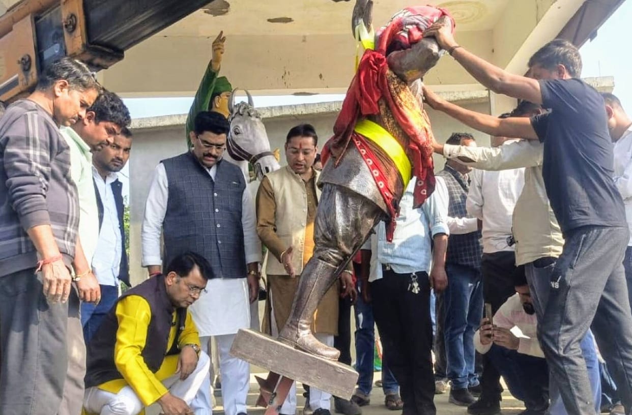 MLA installed a bronze statue of Netaji Subhash
