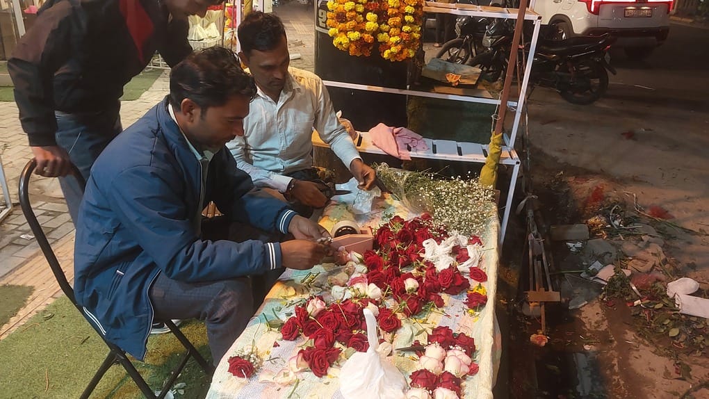 flower-decorated market