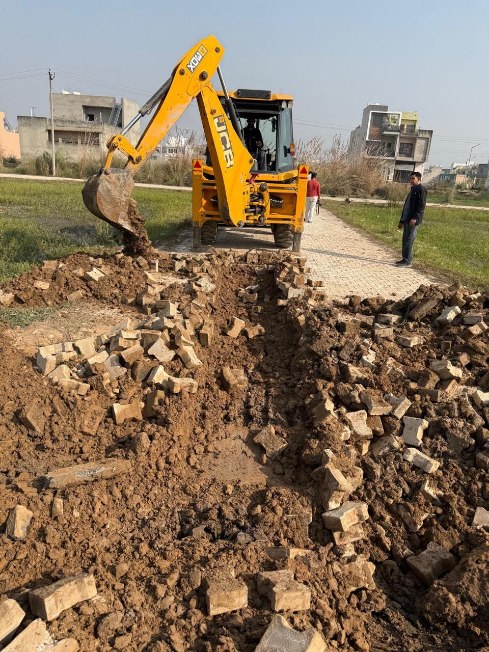 Roads of illegal colony demolished in Sarsehari village