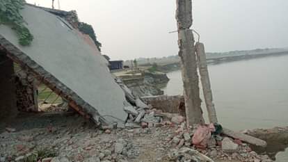 Erosion: Two houses submerged in Saryu