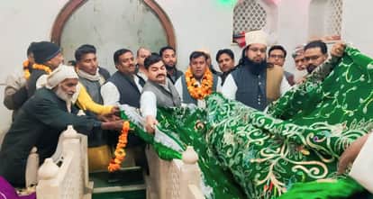 After covering the area with a sheet, prayers were offered for peace and prosperity.