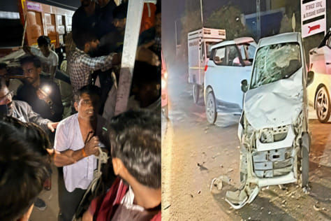 सड़क हादसे के बाद भीड़ ने चालक को पीटा