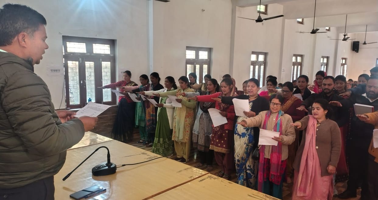 Newly elected village heads and village panchayat members were sworn in