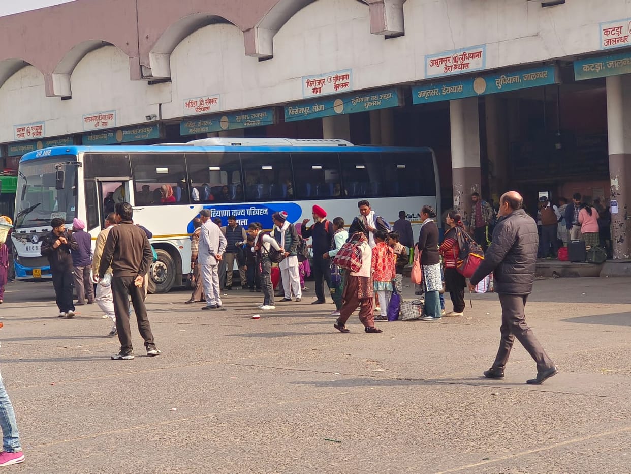 Passengers were stranded due to lack of buses on Delhi and Haryana routes.