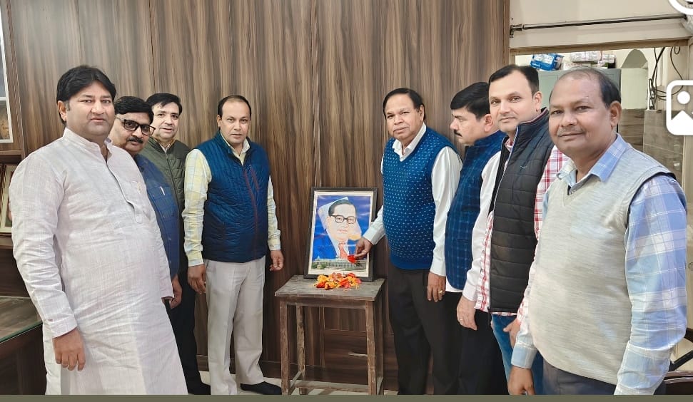 Constitution Day: Flowers offered at Ambedkar's statue