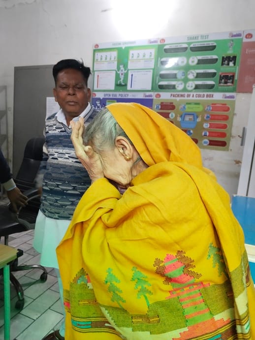 A woman in pain broke down in tears when she was denied medication; the councillor wiped her tears.