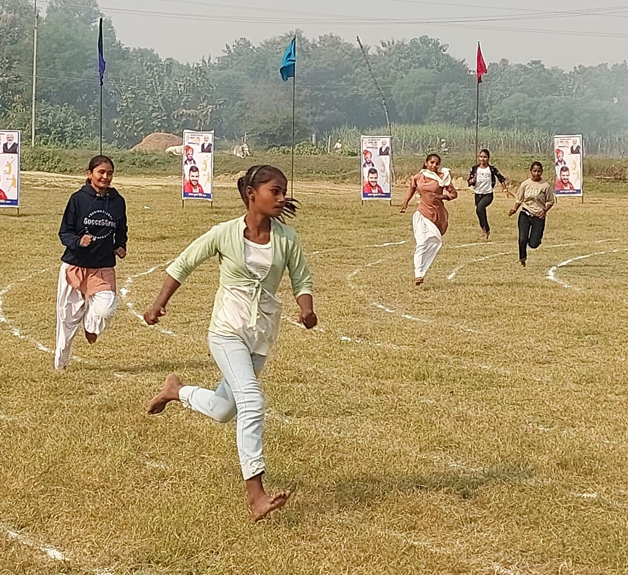 Kajal, Badal, Sonu and Bhupendra came first in the race