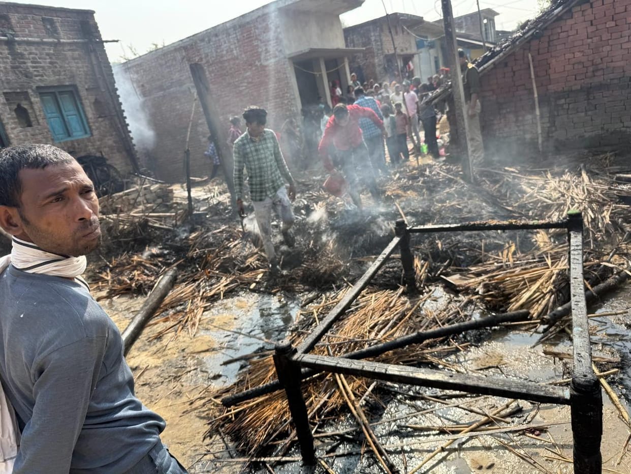 Two brothers' huts burned to ashes in a fire.