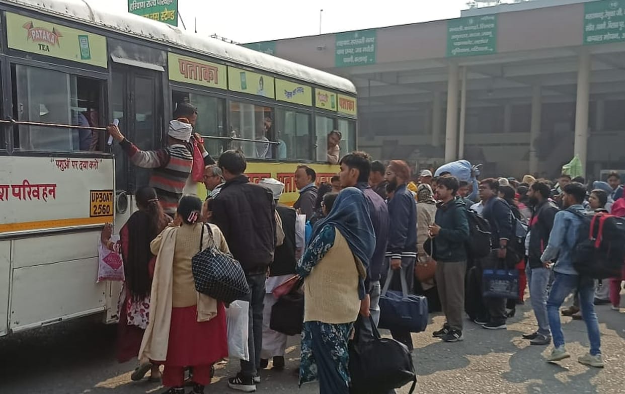 Roadways buses went to Kurukshetra, private ones did not allow passengers on the way.