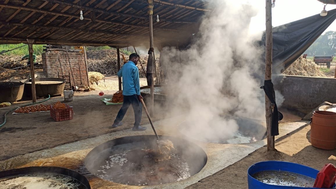 Farmers' innovation... set up a jaggery market along the highway