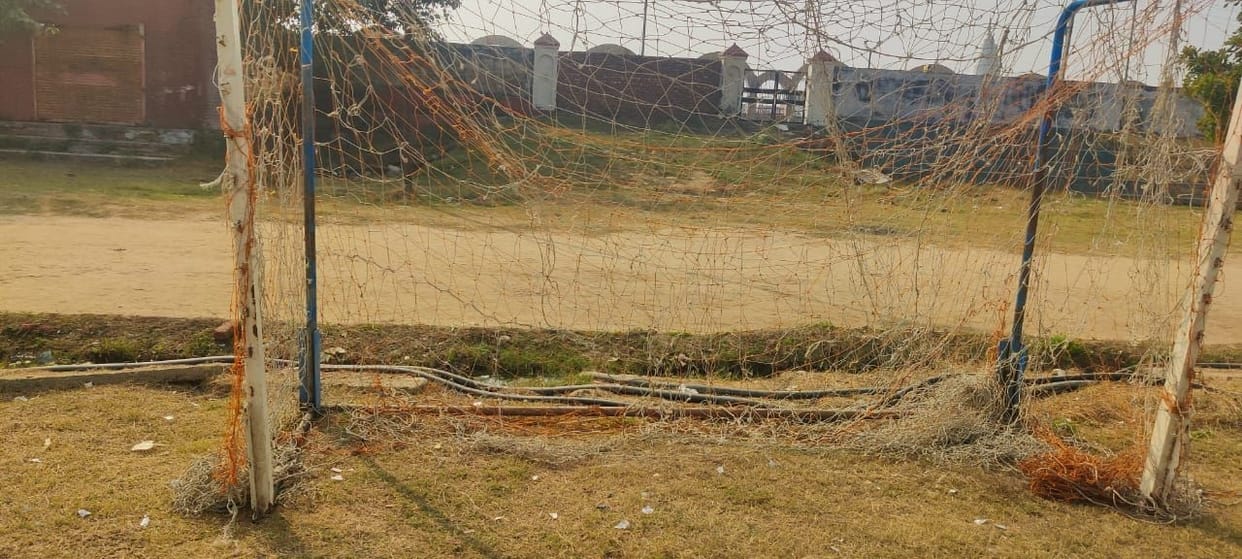 An open drain at Arjun Stadium could cause an accident any time.