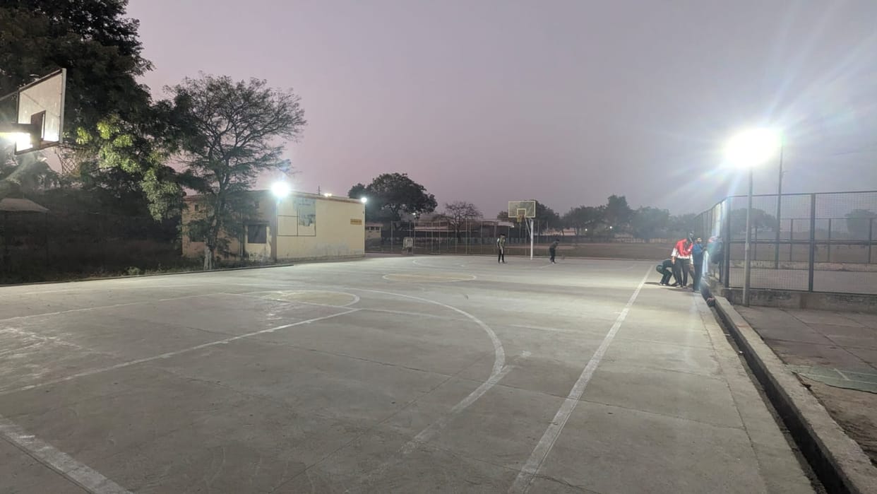 Basketball players installed lights at their own expense.