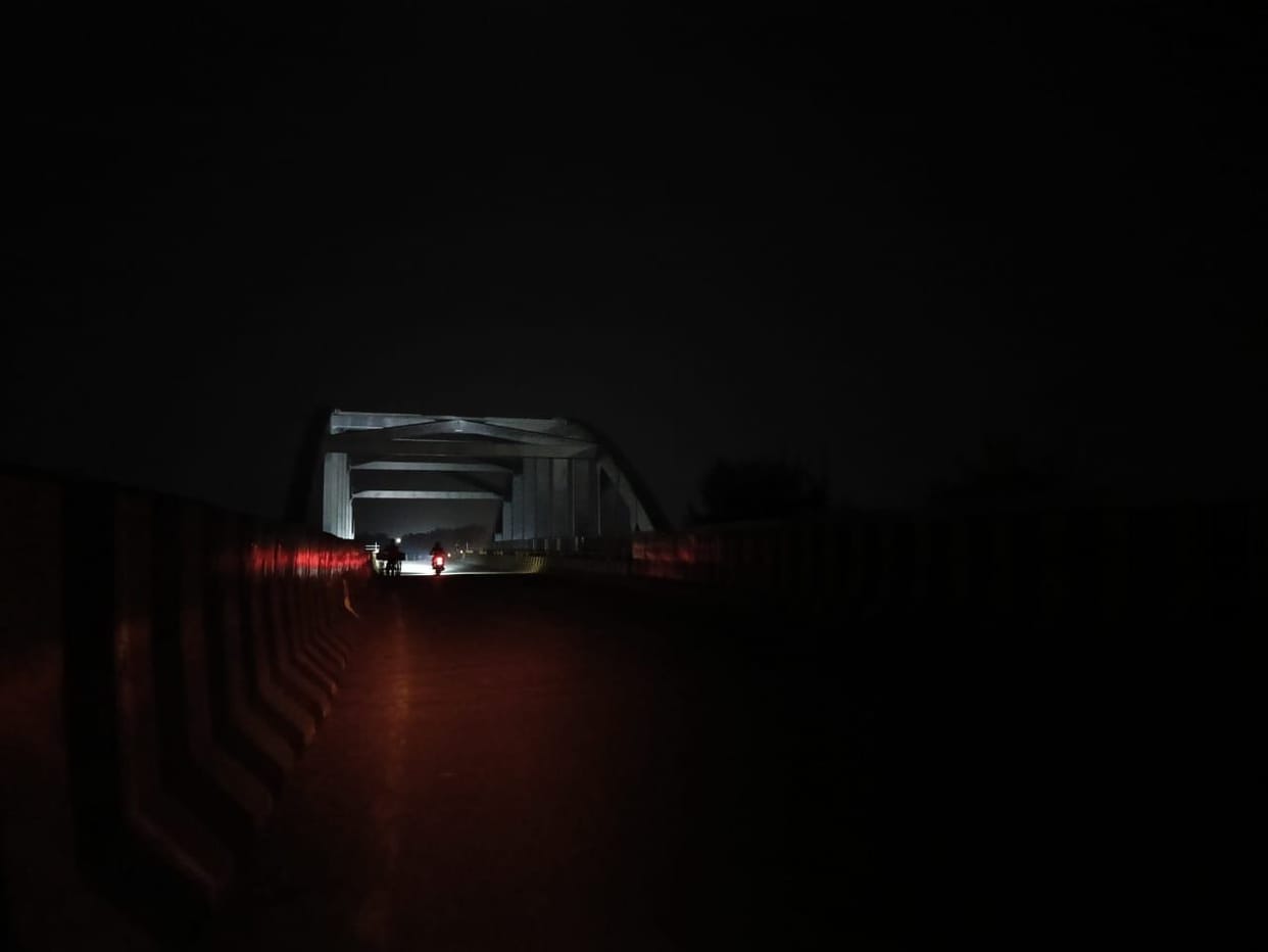 The railway overbridge, which was inaugurated seven months ago, has no lights.
