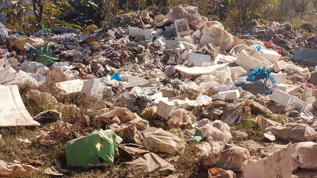 Piles of garbage pile up in Balhi, causing distress to residents and endangering wildlife.