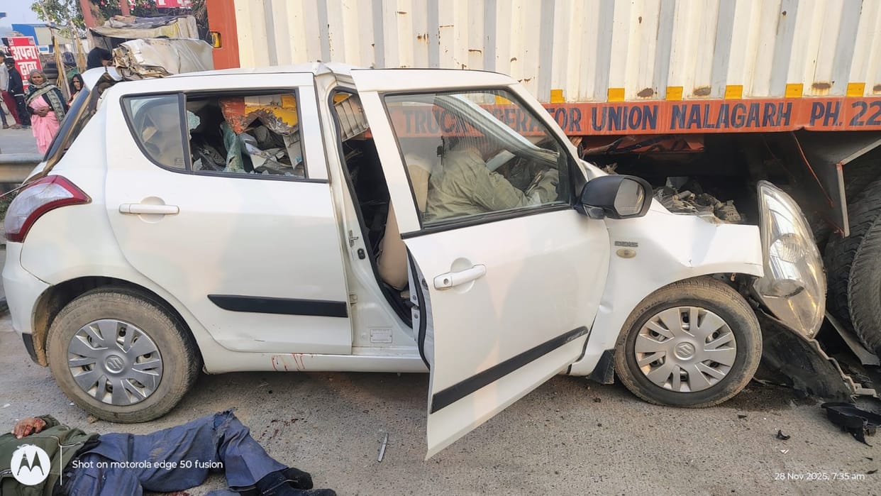 Car collides with a stationary container, four people including doctor's son and teacher father die