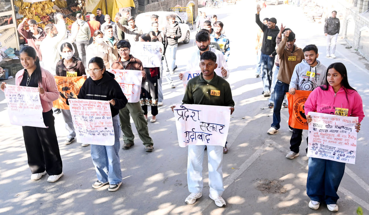 ABVP demonstrated in support of the demands