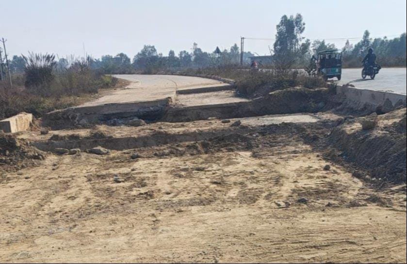 No preventive measures were taken during the construction of the four-lane road.