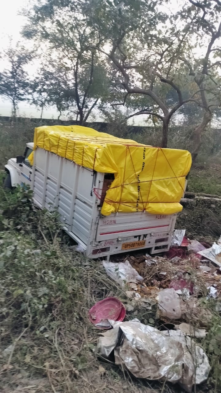 Pickup overturned in a ditch, smugglers fled...seven cattle freed