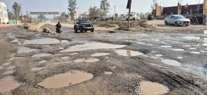 The Pinjore-Nalagarh four-lane is full of potholes