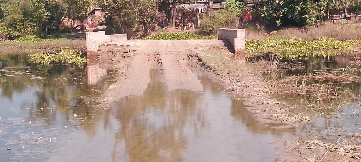 The culvert built ten months ago collapsed, villagers worried