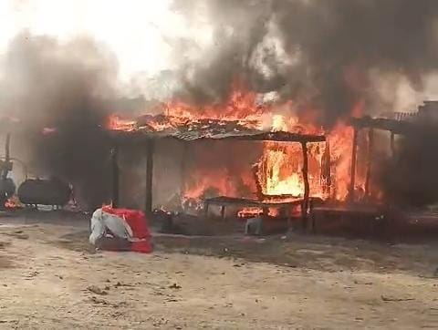 Huge fire in cotton shop, loss of lakhs
