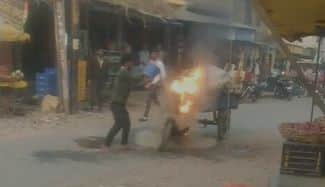 Jugaad vehicle caught fire and burnt