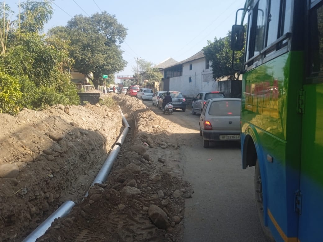 The Public Works Department stopped the work for digging the road without permission.