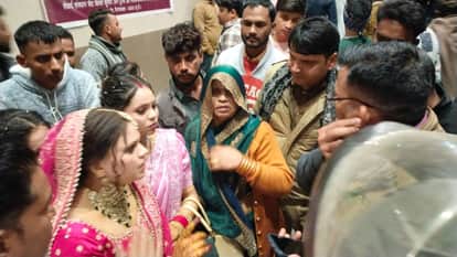 Stones were pelted at a wedding procession due to a feud, injuring four, and the groom's brother is in the ICU