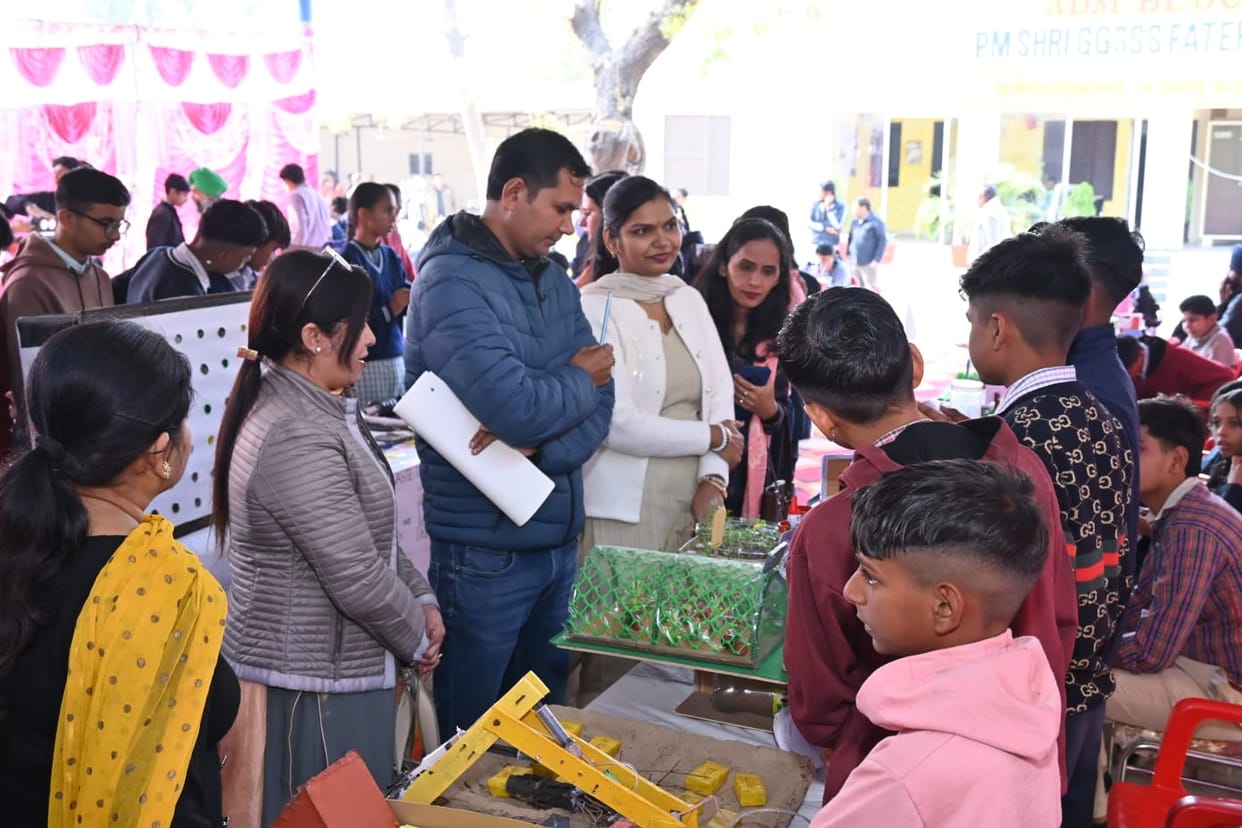 Dinesh gave the message of water conservation and Abhiksha gave the message of green energy through a model