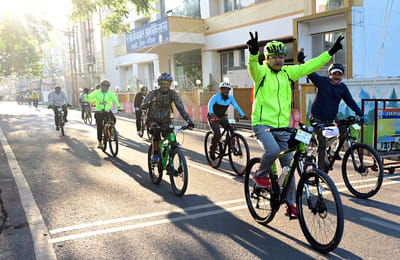 50 participants showed their strength in the cycling competition.
