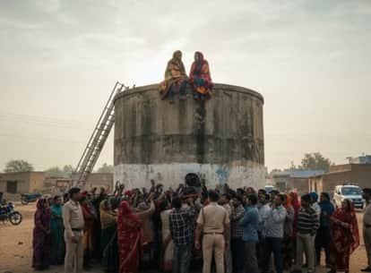 Dausa News: Two Sisters Climb Water Tank Over Land Dispute, Threaten Self-Immolation if Issue Not Resolved