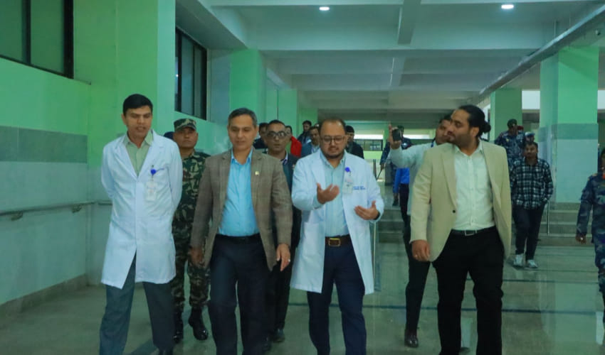 Nepal's Home Minister inspected the border and Geta Hospital.