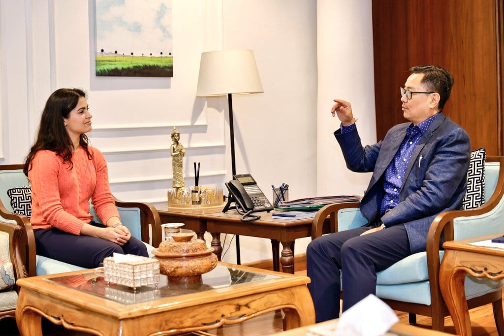 Manu Bhaker met Union Minister Kiren Rijiju