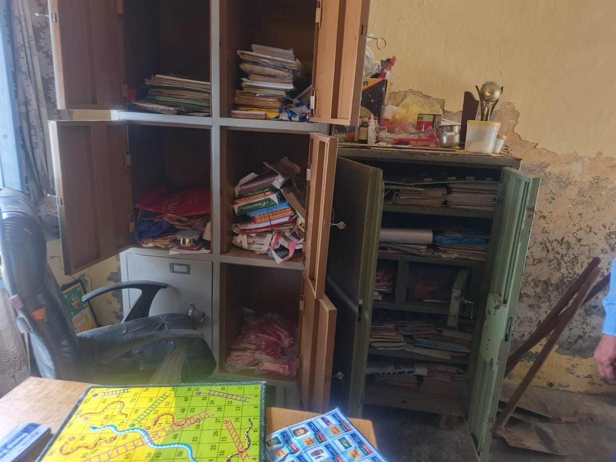 Thieves broke into the school and stole goods worth lakhs of rupees.