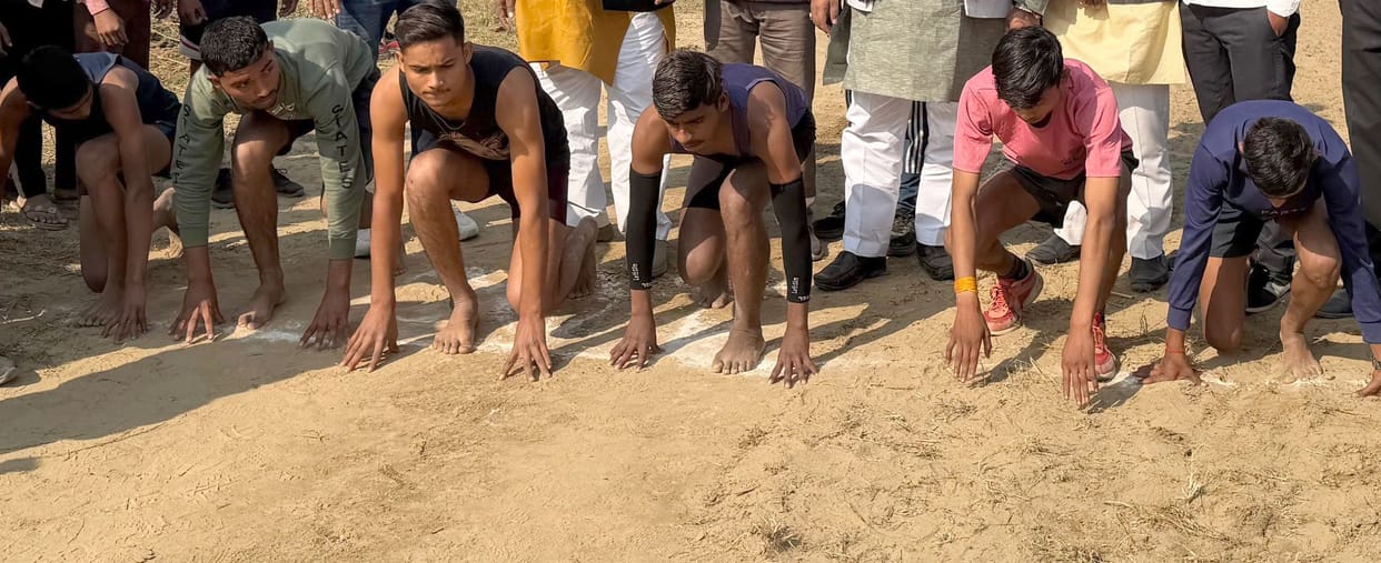 Vipin got first place in the 400 meter race in the junior category.