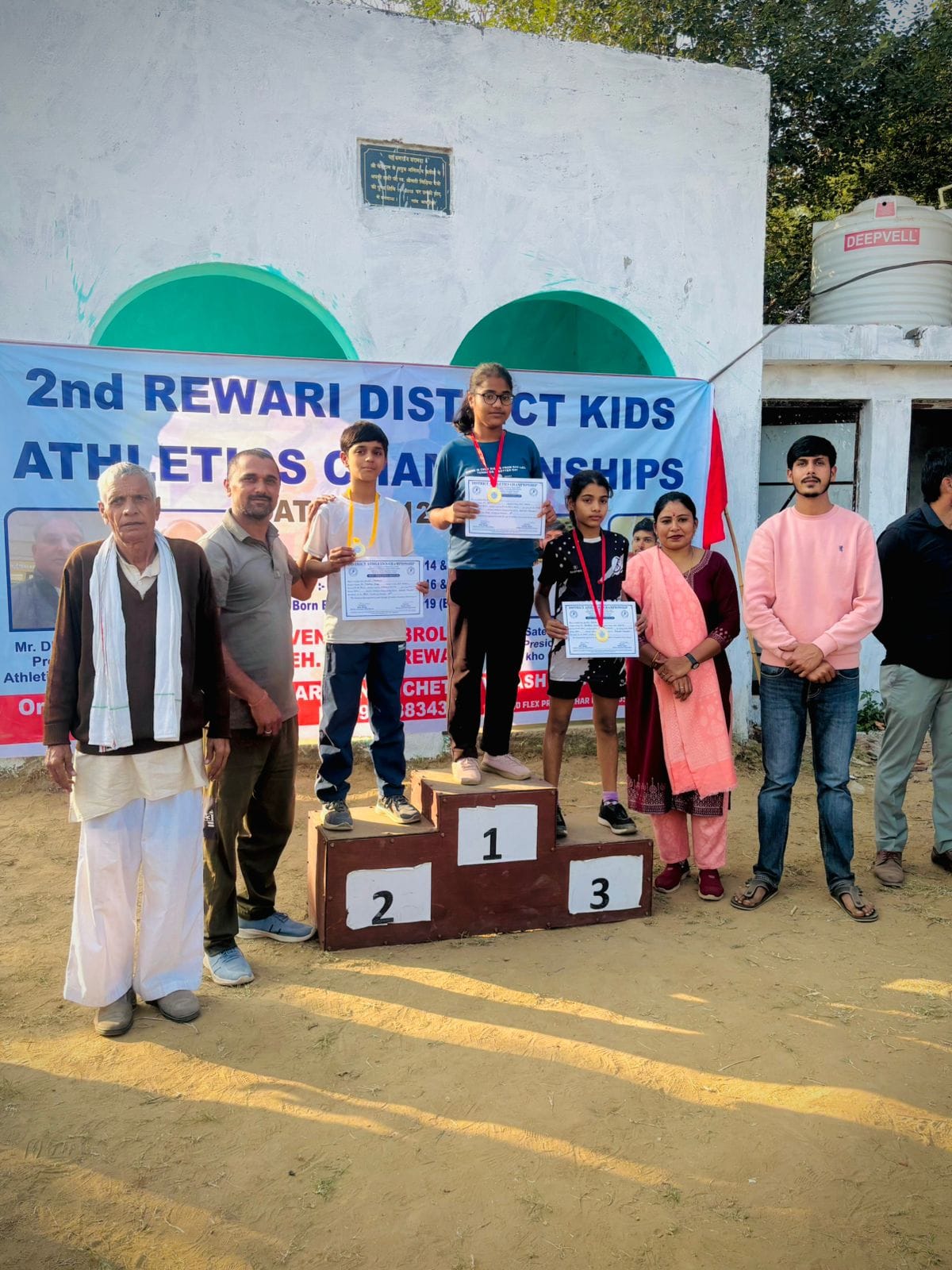 Children showed their strength in the district level kids athletics competition.