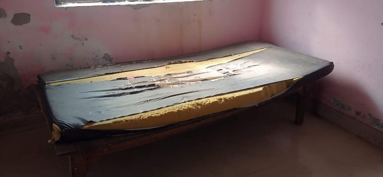 Torn mattresses and broken electrical board