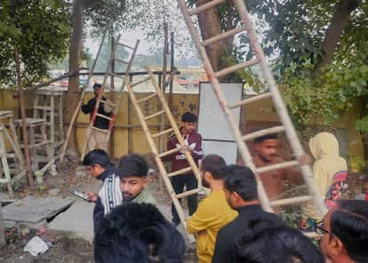 JCB machine used to remove encroachment in Rudrapur