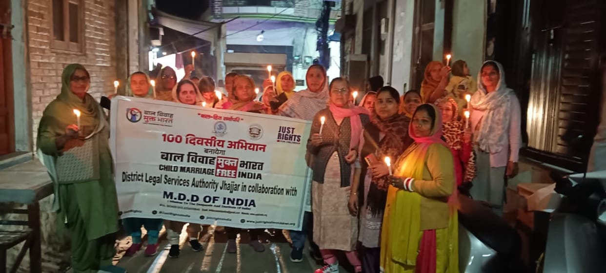 A candle march was organised in Beri under the 100-day campaign to make India child marriage free.