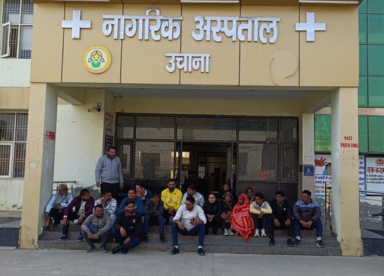 Employees staged a symbolic protest to press for their demands.